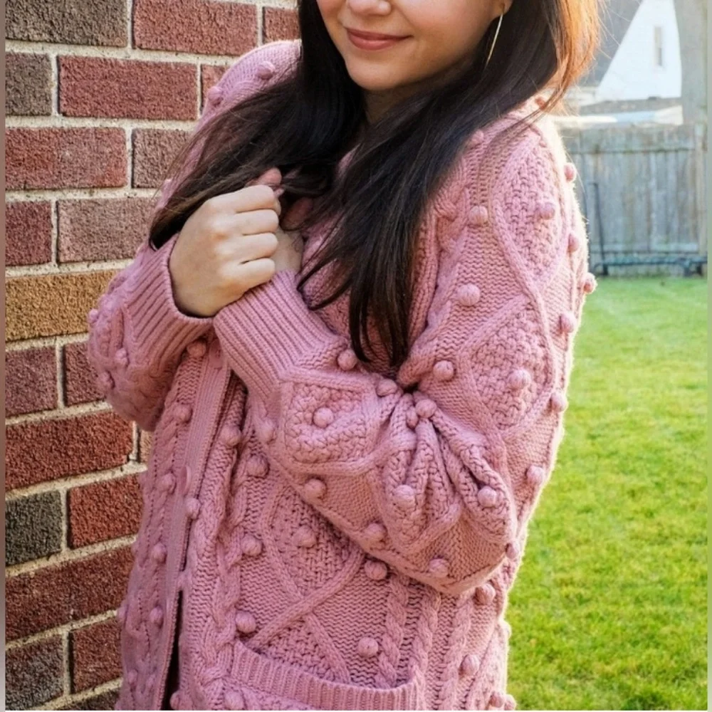 Aritzia Wilfred Alps Cardigan in Rose Blush, merino blend, size small oversized - Picture 2 of 14